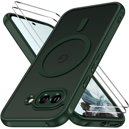 ivoler Coque Magnétique pour Google Pixel 9a, Compatible avec MagSafe, Translucide Mat Arrière Étui de Protection en Silicone Li