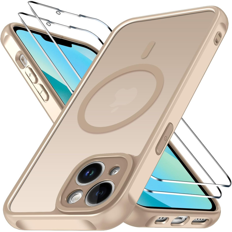 ivoler Coque Magnétique pour iPhone 13, Compatible avec Magsafe, 2 Pièces Verre Trempé - Étui Antichoc avec Protection Militaire
