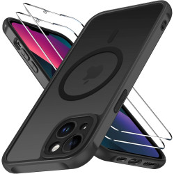 ivoler Coque Magnétique pour iPhone 13, Compatible avec Magsafe, 2 Pièces Verre Trempé - Étui Antichoc avec Protection Militaire