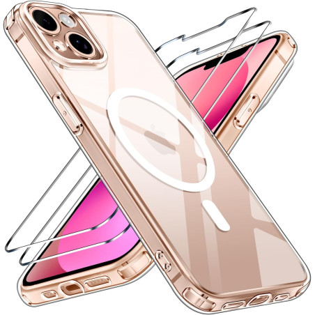 ivoler Coque Magnétique pour iPhone 13, Compatible avec Magsafe, 2 Pièces Verre Trempé - Étui Antichoc avec Protection Militaire