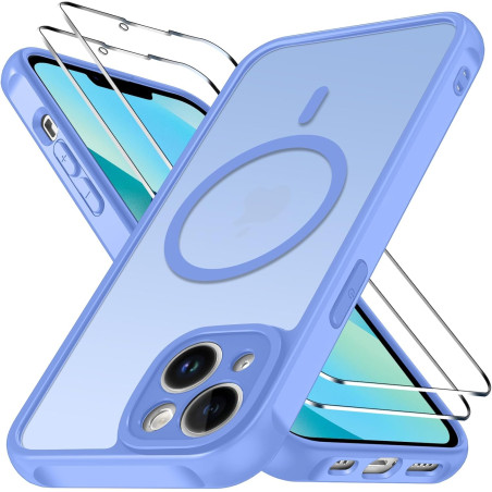 ivoler Coque Magnétique pour iPhone 13, Compatible avec Magsafe, 2 Pièces Verre Trempé - Étui Antichoc avec Protection Militaire