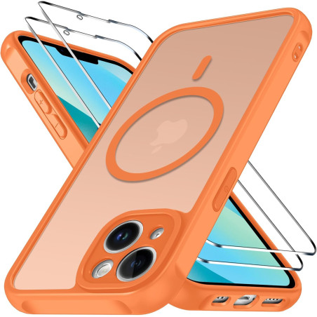 Ivoler coque magnétique pour iphone 13, compatible avec magsafe, 2 pièces verre trempé - étui antichoc avec protection militaire