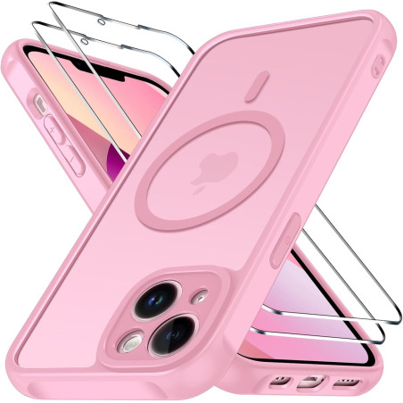 ivoler Coque Magnétique pour iPhone 13, Compatible avec Magsafe, 2 Pièces Verre Trempé - Étui Antichoc avec Protection Militaire