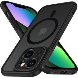 ivoler Coque Magnétique pour iPhone 13 6.1 Pouces, Compatible avec MagSafe, Translucide Mat Arrière Étui de Protection en Silico
