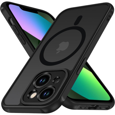 ivoler Coque Magnétique pour iPhone 13 6.1 Pouces, Compatible avec MagSafe, Translucide Mat Arrière Étui de Protection en Silico