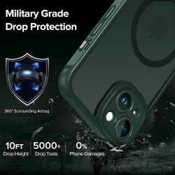 ivoler Coque Magnétique pour iPhone 13 6.1 Pouces, Compatible avec MagSafe, [Protection Antichoc Militaire] Translucide Mat Arri