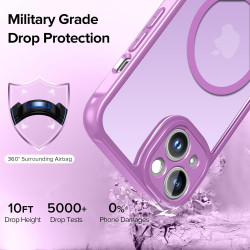 ivoler Coque Magnétique pour iPhone 13 6.1 Pouces, Compatible avec MagSafe, [Protection Antichoc Militaire] Translucide Mat Arri