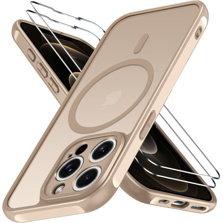 ivoler Coque Magnétique pour iPhone 12 Pro Max, Compatible avec Magsafe, 2 Pièces Verre Trempé - Étui Antichoc avec Protection M