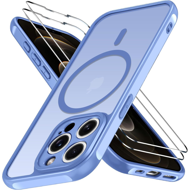 ivoler Coque Magnétique pour iPhone 12 Pro Max, Compatible avec Magsafe, 2 Pièces Verre Trempé - Étui Antichoc avec Protection M