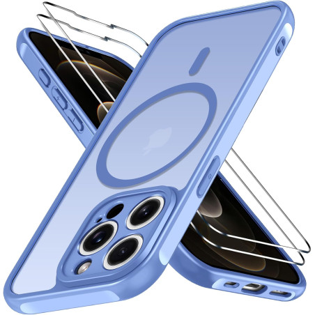 ivoler Coque Magnétique pour iPhone 12 Pro Max, Compatible avec Magsafe, 2 Pièces Verre Trempé - Étui Antichoc avec Protection M