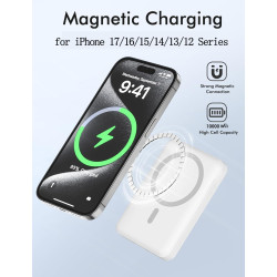 Batterie Externe 10000mAh, Magnétique sans Fil Power Bank Induction, 20W Charge Rapide USB C Input & Output, Chargeur Portable P