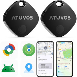 Atuvos air tag traceur lot de 2 android smart tag tracker, fonctionne avec l’app google et apple localiser, localisateurs d'obje