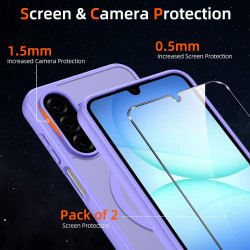 Pnakqil Coque pour Samsung Galaxy A17 5G/4G Compatible avec MagSafe,Givré Translucide Magnétique Housse mit 2 Verre Trempé,Antic