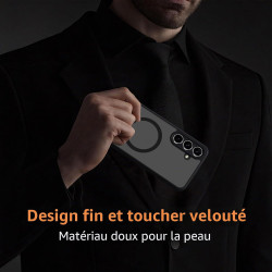 Pnakqil Coque pour Samsung Galaxy S25 FE Compatible avec MagSafe,Givré Translucide Magnétique Housse mit 2 Verre Trempé,Antichoc