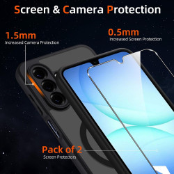 Pnakqil Coque pour Samsung Galaxy A17 5G/4G Compatible avec MagSafe,Givré Translucide Magnétique Housse mit 2 Verre Trempé,Antic