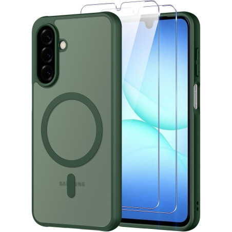 Pnakqil Coque pour Samsung Galaxy A17 5G/4G Compatible avec MagSafe,Givré Translucide Magnétique Housse mit 2 Verre Trempé,Antic