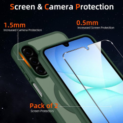 Pnakqil Coque pour Samsung Galaxy A17 5G/4G Compatible avec MagSafe,Givré Translucide Magnétique Housse mit 2 Verre Trempé,Antic