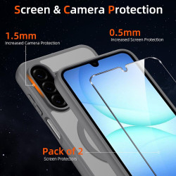 Pnakqil Coque pour Samsung Galaxy A17 5G/4G Compatible avec MagSafe,Givré Translucide Magnétique Housse mit 2 Verre Trempé,Antic
