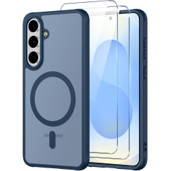 Pnakqil Coque pour Samsung Galaxy S25 FE Compatible avec MagSafe,Givré Translucide Magnétique Housse mit 2 Verre Trempé,Antichoc