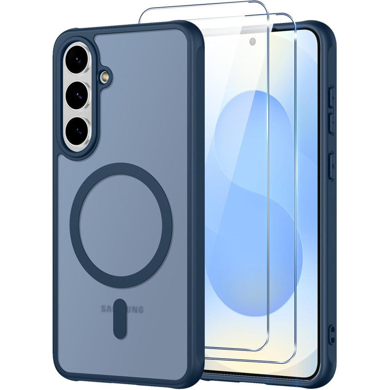 Pnakqil Coque pour Samsung Galaxy S25 FE Compatible avec MagSafe,Givré Translucide Magnétique Housse mit 2 Verre Trempé,Antichoc