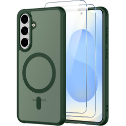 Pnakqil Coque pour Samsung Galaxy S25 FE Compatible avec MagSafe,Givré Translucide Magnétique Housse mit 2 Verre Trempé,Antichoc