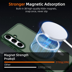 Pnakqil Coque pour Samsung Galaxy S25 FE Compatible avec MagSafe,Givré Translucide Magnétique Housse mit 2 Verre Trempé,Antichoc