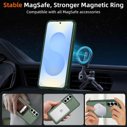 Pnakqil Coque pour Samsung Galaxy S25 FE Compatible avec MagSafe,Givré Translucide Magnétique Housse mit 2 Verre Trempé,Antichoc