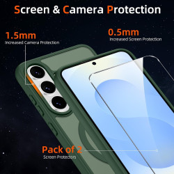 Pnakqil Coque pour Samsung Galaxy S25 FE Compatible avec MagSafe,Givré Translucide Magnétique Housse mit 2 Verre Trempé,Antichoc