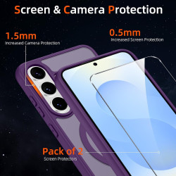 Pnakqil Coque pour Samsung Galaxy S25 FE Compatible avec MagSafe,Givré Translucide Magnétique Housse mit 2 Verre Trempé,Antichoc