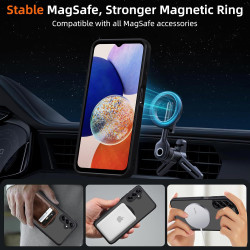 Pnakqil Coque pour Samsung Galaxy A14 5G/4G Compatible avec MagSafe,Givré Translucide Magnétique Housse mit 2 Verre Trempé,Antic
