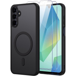 Coque pour Samsung Galaxy A16 4G/5G Compatible avec MagSafe avec 2 Verre Trempé, Magnétique Etui Translucide Mat Arrière Housse,