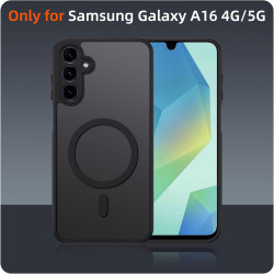 Coque pour Samsung Galaxy A16 4G/5G Compatible avec MagSafe avec 2 Verre Trempé, Magnétique Etui Translucide Mat Arrière Housse,