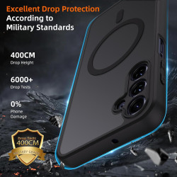 Coque pour Samsung Galaxy A16 4G/5G Compatible avec MagSafe avec 2 Verre Trempé, Magnétique Etui Translucide Mat Arrière Housse,