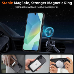 Coque pour Samsung Galaxy A16 4G/5G Compatible avec MagSafe avec 2 Verre Trempé, Magnétique Etui Translucide Mat Arrière Housse,