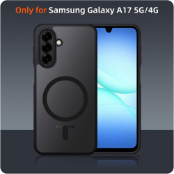 Coque pour Samsung Galaxy A17 4G/5G Compatible avec MagSafe avec 2 Verre Trempé, Magnétique Etui Translucide Mat Arrière Housse,