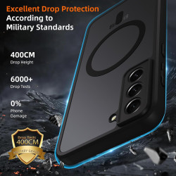 Coque pour Samsung Galaxy S21 5G Compatible avec MagSafe avec 2 Verre Trempé, Magnétique Etui Translucide Mat Arrière Housse, Pr