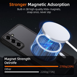 Coque pour Samsung Galaxy S21 5G Compatible avec MagSafe avec 2 Verre Trempé, Magnétique Etui Translucide Mat Arrière Housse, Pr