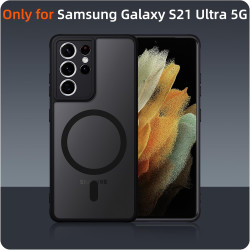 Coque pour Samsung Galaxy S21 Ultra 5G Compatible avec MagSafe, Magnétique Etui Translucide Mat Arrière Housse, d'objectif Tout 