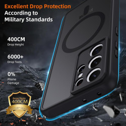 Coque pour Samsung Galaxy S21 Ultra 5G Compatible avec MagSafe, Magnétique Etui Translucide Mat Arrière Housse, d'objectif Tout 