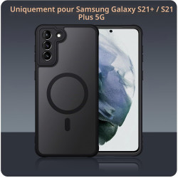 Coque pour Samsung Galaxy S21 Plus/ S21+ 5G Compatible avec MagSafe avec 2 Verre Trempé, Magnétique Etui Translucide Mat Arrière