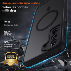 Coque pour Samsung Galaxy S21 Plus/ S21+ 5G Compatible avec MagSafe avec 2 Verre Trempé, Magnétique Etui Translucide Mat Arrière