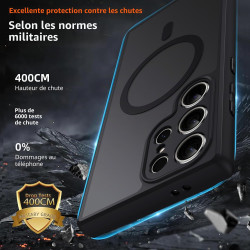 Coque pour Samsung Galaxy S22 Ultra 5G Compatible avec MagSafe, Magnétique Etui Translucide Mat Arrière Housse, Protection D'obj