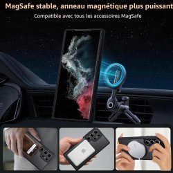 Coque pour Samsung Galaxy S22 Ultra 5G Compatible avec MagSafe, Magnétique Etui Translucide Mat Arrière Housse, Protection D'obj