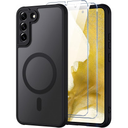 Coque pour Samsung Galaxy S22+ / S22 Plus 5G Compatible avec MagSafe avec 2 Verre Trempé, Magnétique Etui Translucide Mat Arrièr