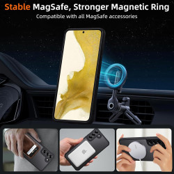 Coque pour Samsung Galaxy S22+ / S22 Plus 5G Compatible avec MagSafe avec 2 Verre Trempé, Magnétique Etui Translucide Mat Arrièr