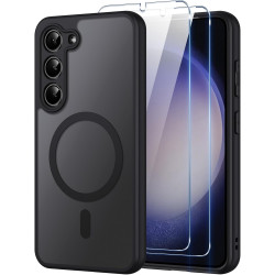 Coque pour Samsung Galaxy S23 5G Compatible avec MagSafe avec 2 Verre Trempé, Magnétique Etui Translucide Mat Arrière Housse, Pr
