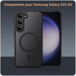 Coque pour Samsung Galaxy S23 5G Compatible avec MagSafe avec 2 Verre Trempé, Magnétique Etui Translucide Mat Arrière Housse, Pr