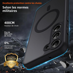 Coque pour Samsung Galaxy S23 5G Compatible avec MagSafe avec 2 Verre Trempé, Magnétique Etui Translucide Mat Arrière Housse, Pr