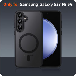 Coque pour Samsung Galaxy S23 FE 5G Compatible avec MagSafe avec 2 Verre Trempé, Magnétique Etui Translucide Mat Arrière Housse,