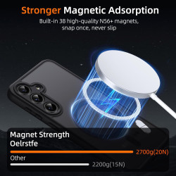 Coque pour Samsung Galaxy S23 FE 5G Compatible avec MagSafe avec 2 Verre Trempé, Magnétique Etui Translucide Mat Arrière Housse,